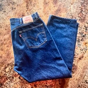 Levi's Men's 501 Button Denim Blue Jeans Size 42x32 Dark Wash Red Tab Jeans